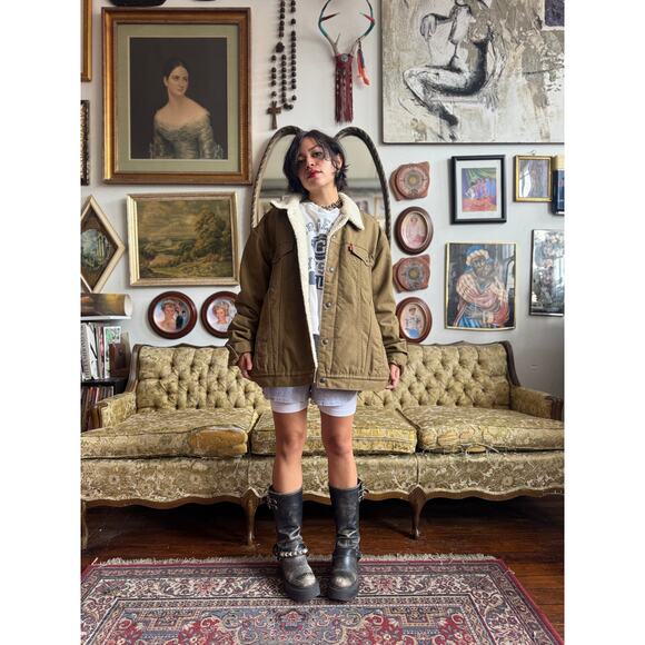 Levi's Canvas Sherpa Trucker Jacket Mens Size XL - Picture 5 of 7